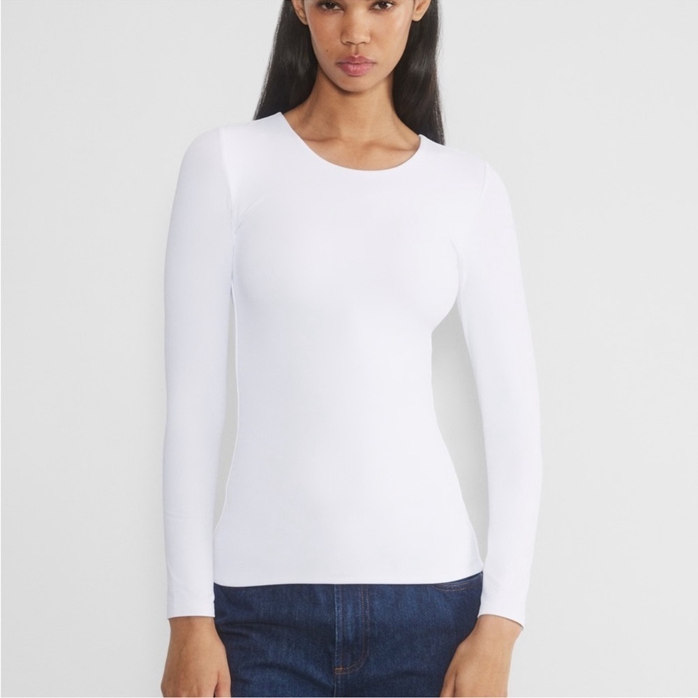 Aritzia Babaton Contour Bright White Fitted Long Sleeve Top